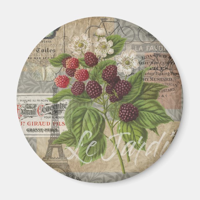 BlackBerry Blumengarten Blume Schmetterling Kunst Magnet (Vorne)
