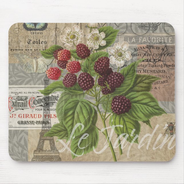 BlackBerry Blumengarten Blume Schmetterling Kunst Mousepad (Vorne)