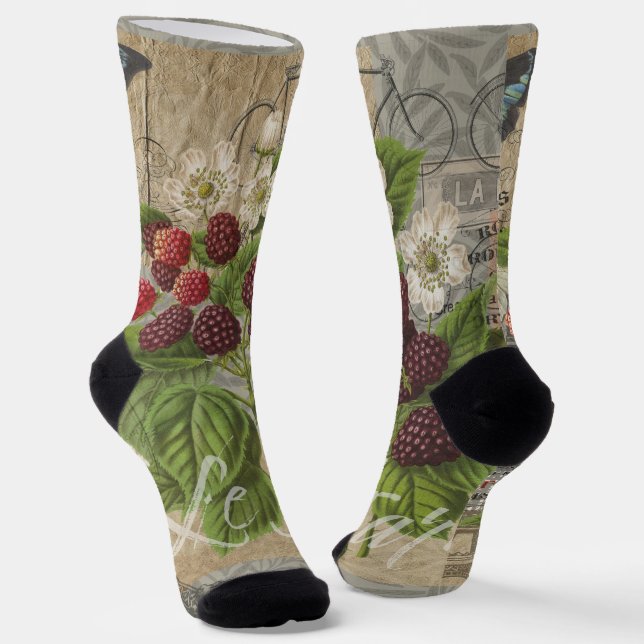 BlackBerry Blumengarten Blume Schmetterling Kunst Socken (Gewinkelt)