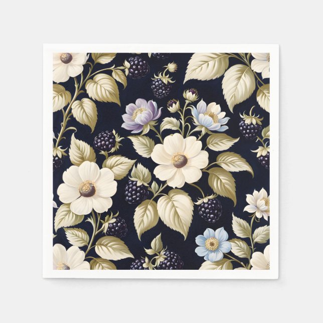 Blackberry & Blüten Serviette (Vorderseite)