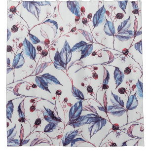 BlackBerry Branches: Vintages Aquarellmuster. Duschvorhang