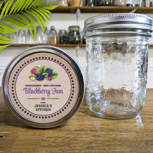 BlackBerry Canning Jar Kraft Paper Style Label Runder Aufkleber