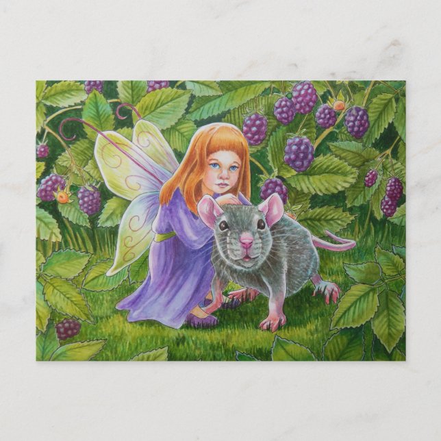 BlackBerry Fairy und HausMaus Postkarte (Vorderseite)
