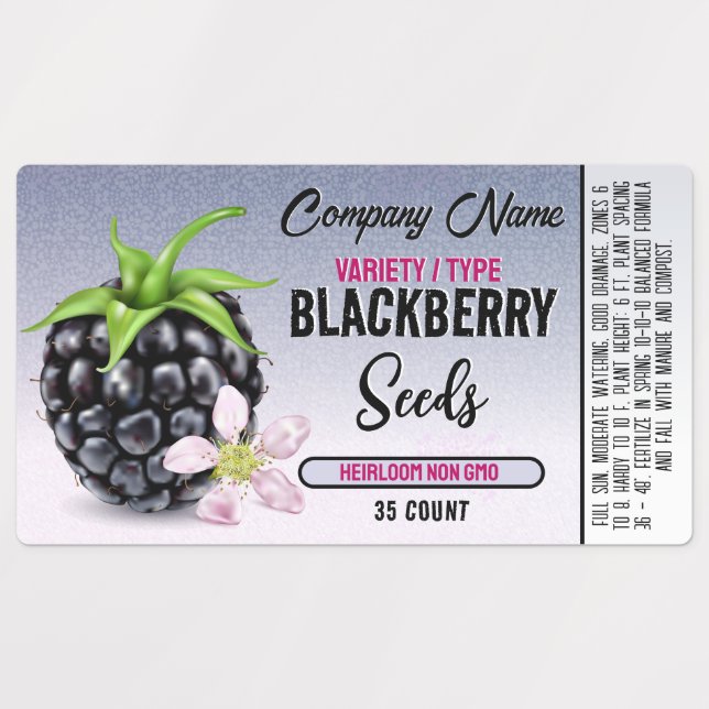 BlackBerry Famer Seed Label Etiketten (Design 1)