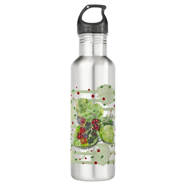 BlackBerry grün und rot Edelstahlflasche (Vorderseite)