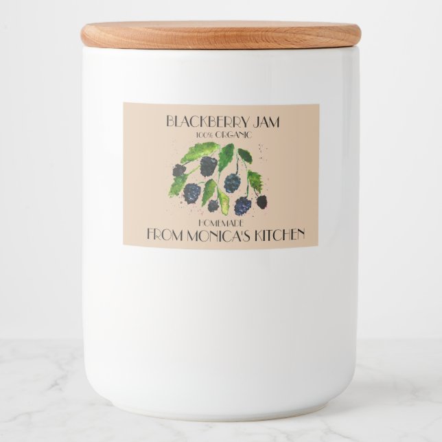 BlackBerry Jam BlackBerry Watercolor Beeren Lebensmitteletikett (Vorderseite)
