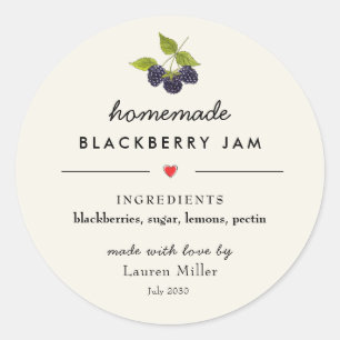 BlackBerry Jam Jar Homemade Modern Runder Aufkleber
