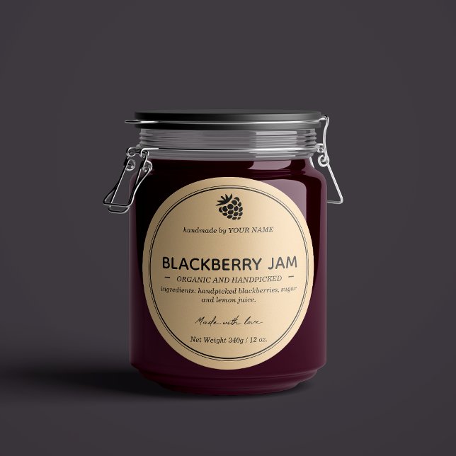 BlackBerry Jam Jar Label Packaging Design Runder Aufkleber (Von Creator hochgeladen)