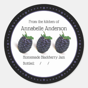 BlackBerry Jam Label Moderne Minimalistische Anpas Runder Aufkleber