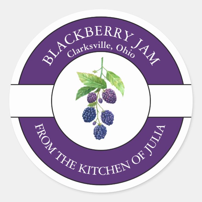 BlackBerry Jam Label Runder Aufkleber (Vorderseite)