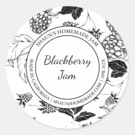 BlackBerry Jam Sketch Modernes Label Runder Aufkleber