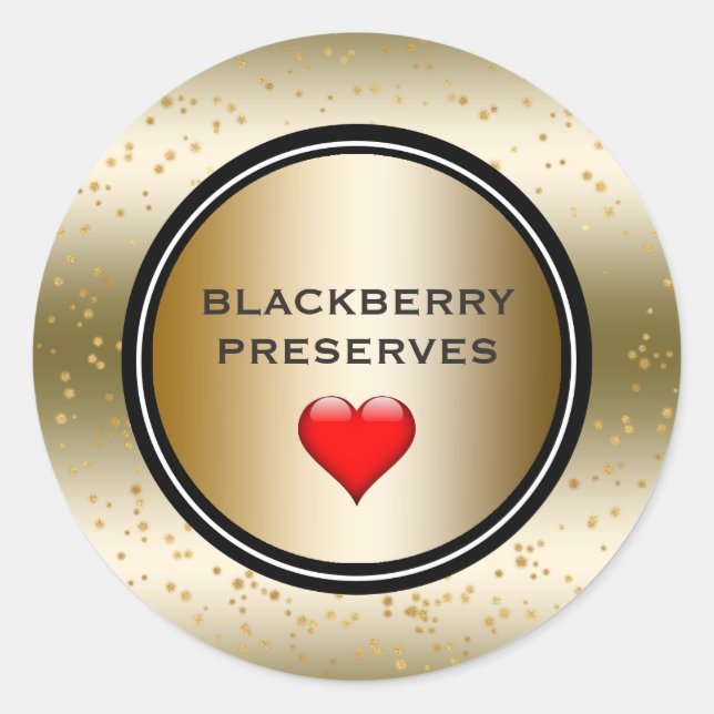 BlackBerry Preserve Jam Label Elegante Gold Runder Aufkleber (Vorderseite)
