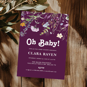 Blackberry Purple Wildflower Oh Baby Baby Shower Einladung