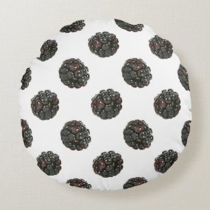 BlackBerry. Tupfen. Fruchtmuster Rundes Kissen