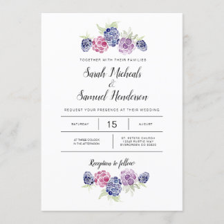 BlackBerry Wedding | Aquarellberries Einladung