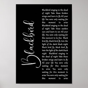 Blackbird Black Script Song Lyrica Mauer Kunstdruc Poster
