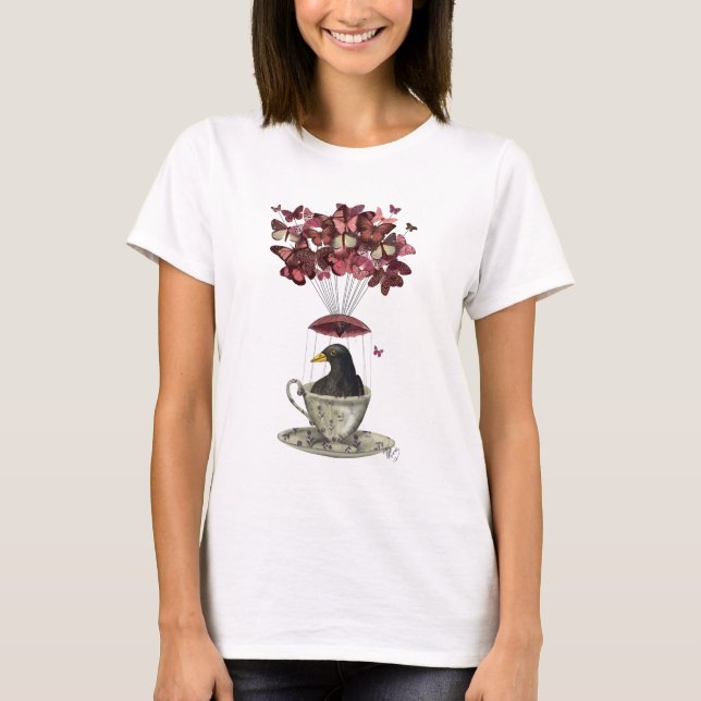 Blackbird in Teacup T-Shirt (Vorderseite)