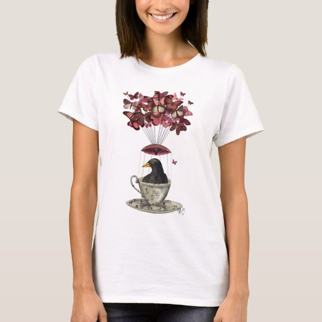 Blackbird in Teacup T-Shirt (Vorderseite)