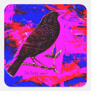 Blackbird Mixed Media Digital Art Quadratischer Aufkleber