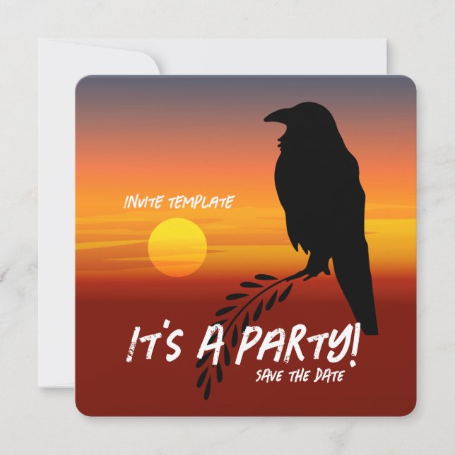 Blackbird Party Sunset Raven Einladung (Vorderseite)