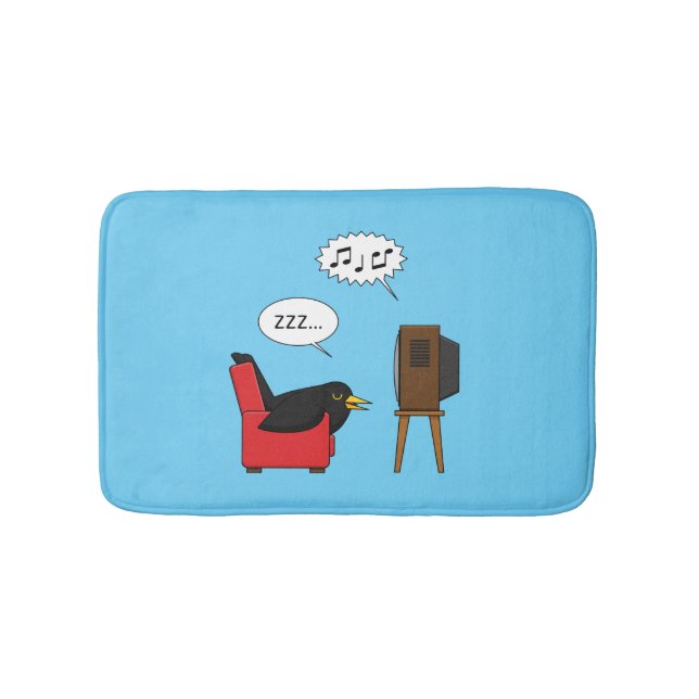 Blackbird Schlafen vor dem TV-Comic Badematte (Vorderseite)