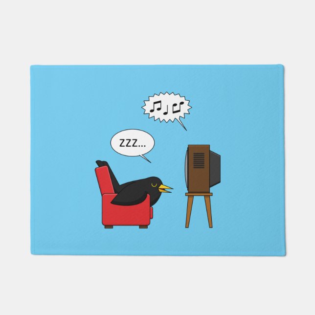 Blackbird Schlafen vor dem TV-Comic Fußmatte (Vorderseite)