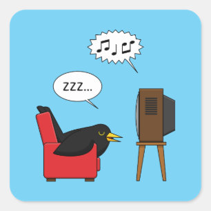 Blackbird Schlafen vor dem TV-Comic Quadratischer Aufkleber