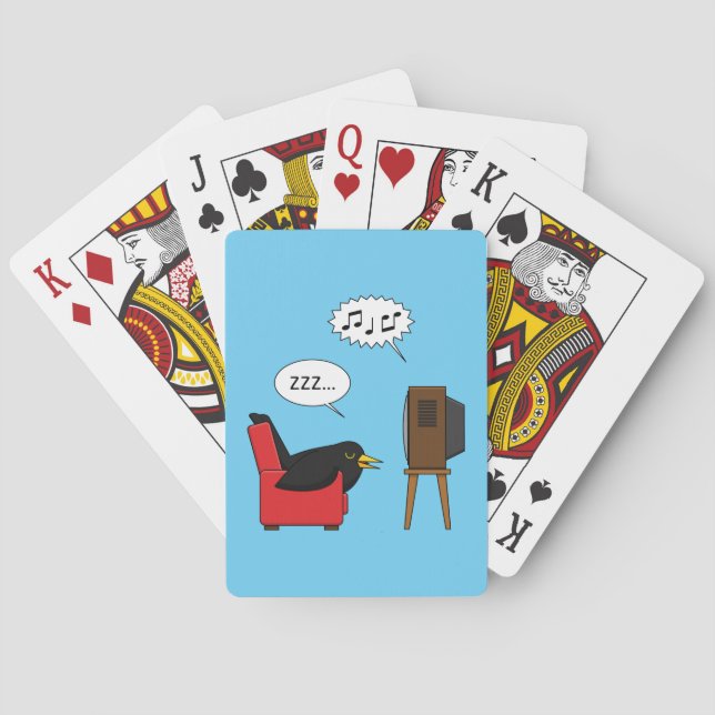 Blackbird Schlafen vor dem TV-Comic Spielkarten (Rückseite)