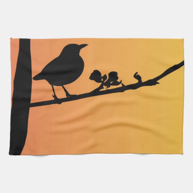Blackbird-Silhouette Handtuch (Horizontal)