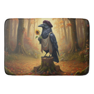 Blackbird The Artful Corvid Raven Badematte