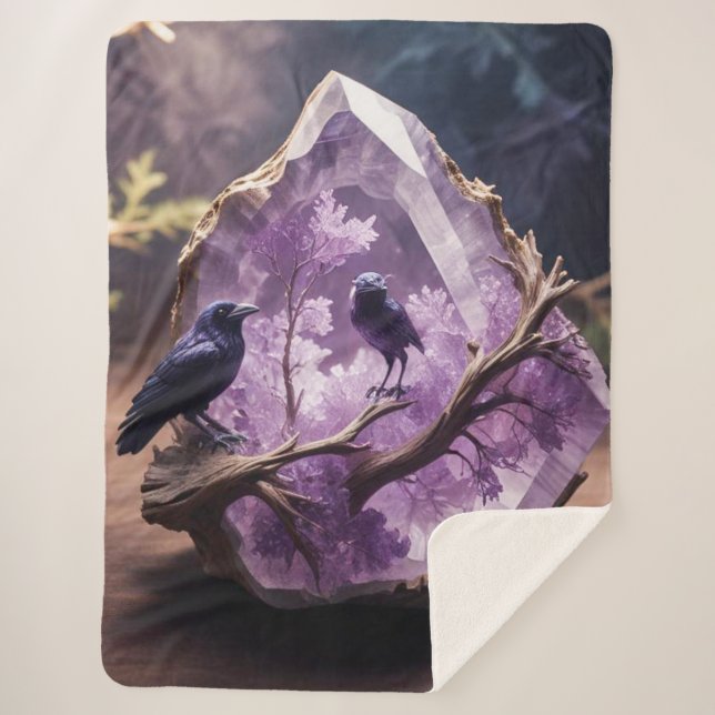 Blackbirds Crows Amethyst Crystals Sherpadecke (Vorderseite)