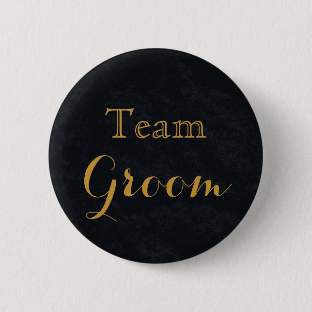 Blackboard Gold Wedding Team Groom Button (Vorderseite)