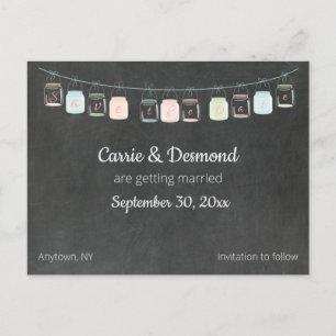 Blackboard Mason Jars Custom Save the Date Hochzei Postkarte
