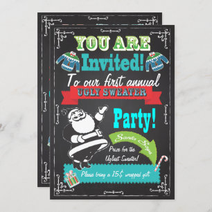 Blackboard Ugly Sweater Weihnachts-Party lädt ein Einladung