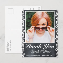 Blackboard & White Lace Abschluss Foto Danke Postkarte