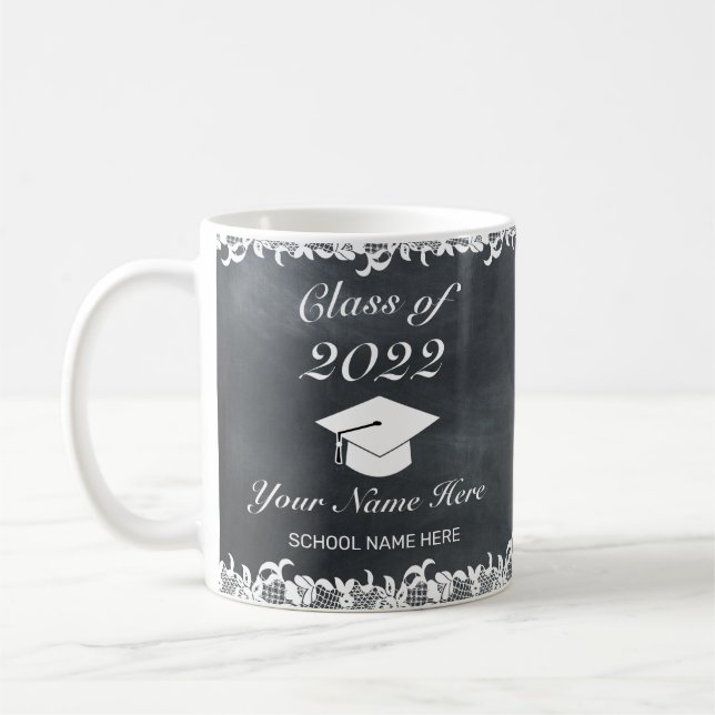 Blackboard & White Lace Abschluss Kaffee Tasse (Links)