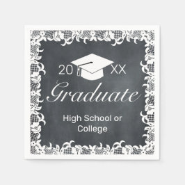 Blackboard & White Lace Cap Party Abschluss Serviette