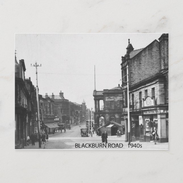 Blackburn Road, Accrington, Lancashire in den 40er Postkarte (Vorderseite)