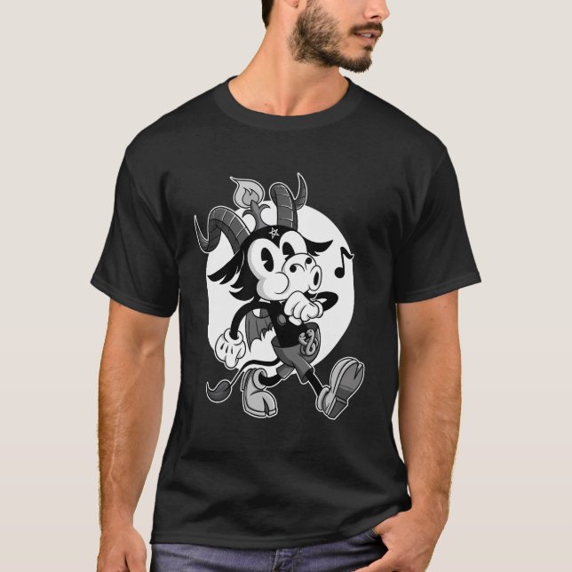 Blackcraft Atheist Satan Baphomet Ziege Retro Cart T-Shirt (Vorderseite)