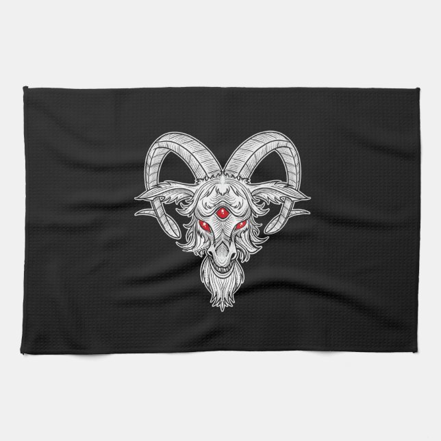 Blackcraft Cool Baphomet Black Goat Satan Geschenk Geschirrtuch (Horizontal)