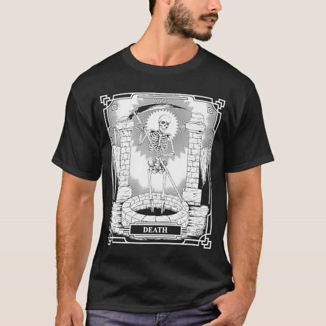 Blackcraft Witchy Skeleton Tod des grausamen Sense T-Shirt (Vorderseite)