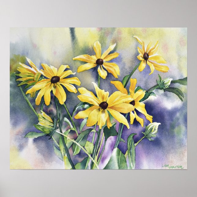 Blackeyed Susan Watercolor Malerei Poster (Vorne)
