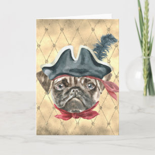Blackface der Mops Pirate Grußkarte Karte