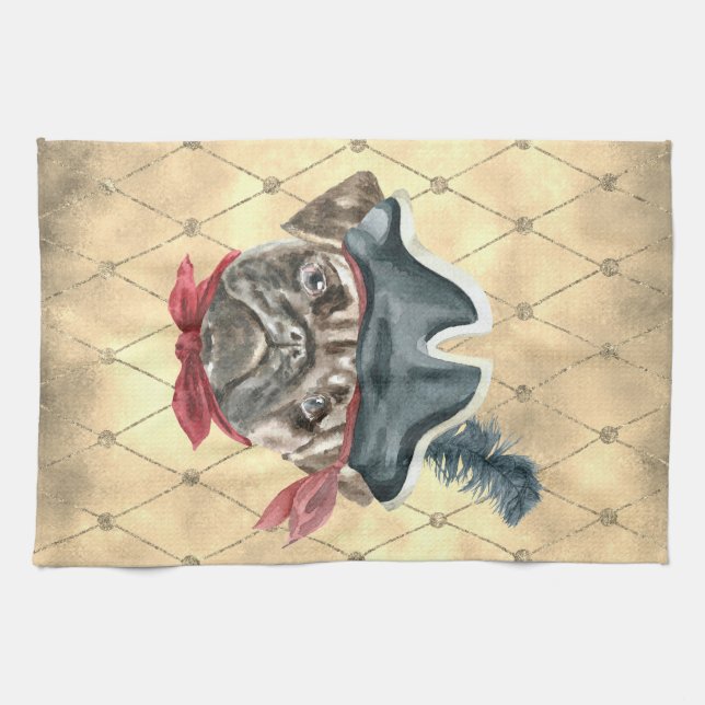 Blackface der Mops Pirate Kitchen Handtuch (Horizontal)