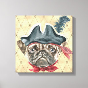 Blackface der Mops Pirate Wrapped Canvas Leinwanddruck