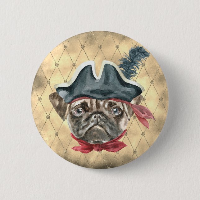 Blackface der Pug-Pirat Knopf Button (Vorderseite)