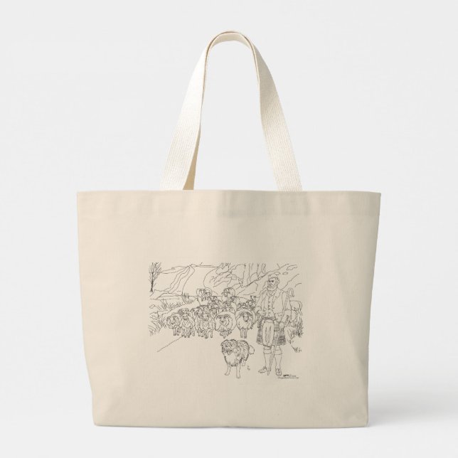 Blackface Sheep Shepherd Border Collie Tote Bag Jumbo Stoffbeutel (Rückseite)
