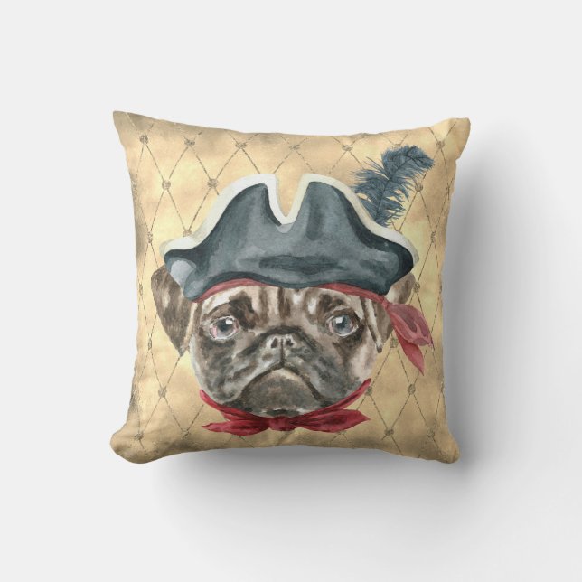 Blackface the Mops Pirate Throw Kissen (Vorderseite)