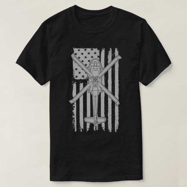 Blackhawk Military Helicopter American Flag UH60 G T-Shirt (Design vorne)