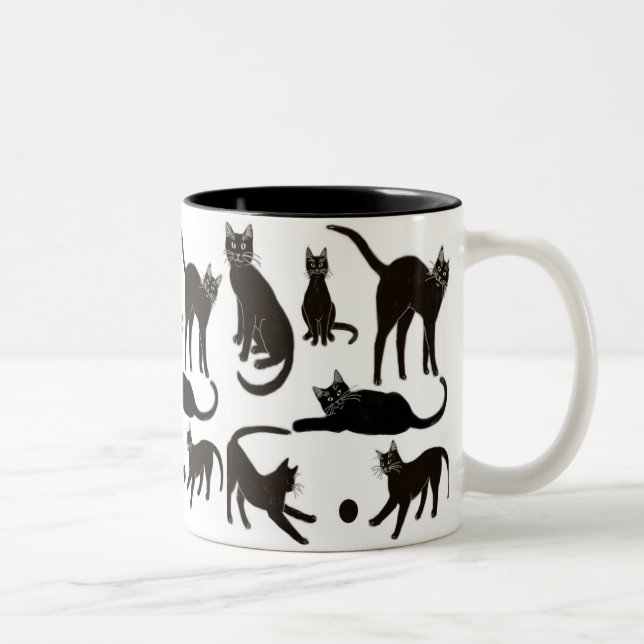 Blackie die schwarze Katzen-Tasse Zweifarbige Tasse (Rechts)